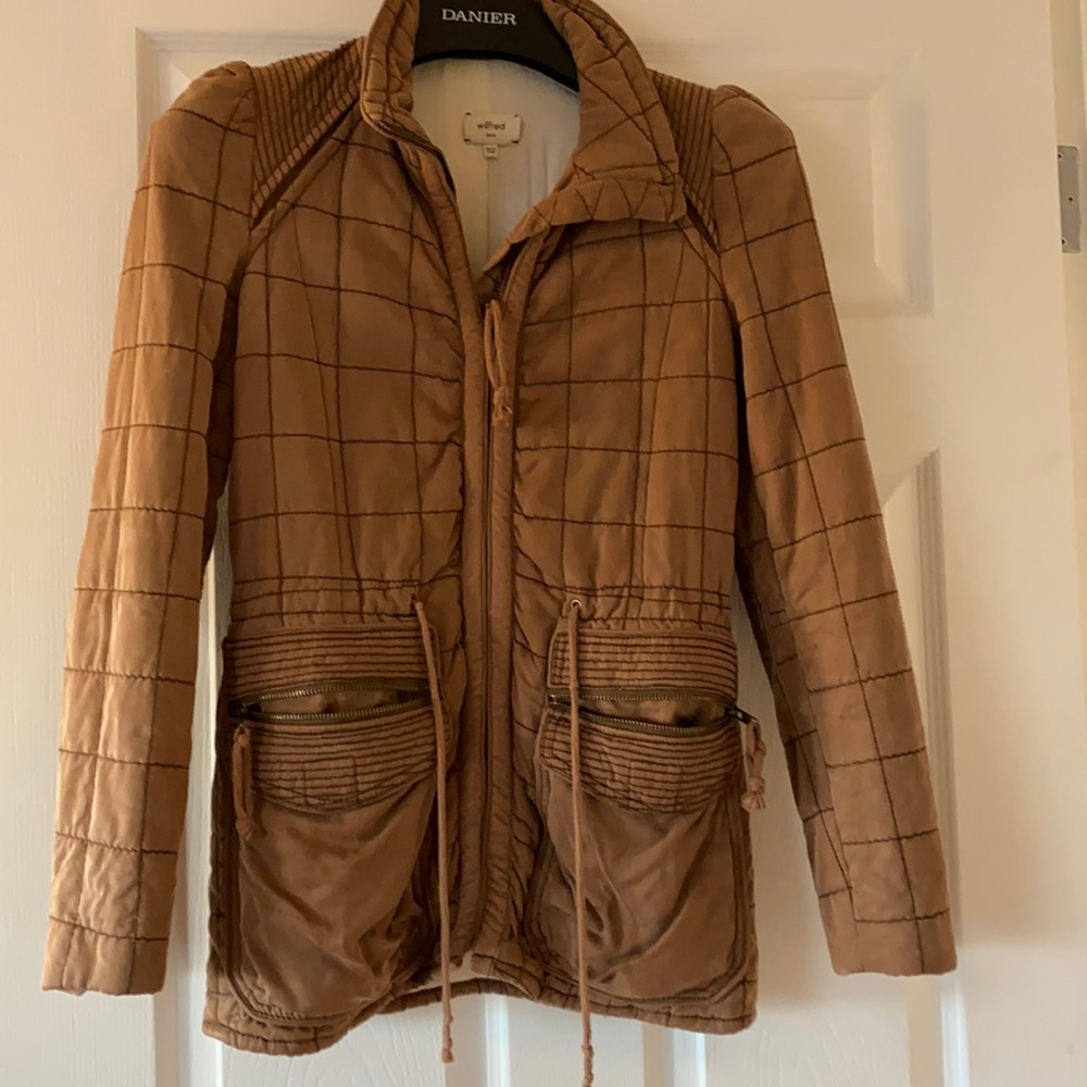 Brown quilted coat Aritzia